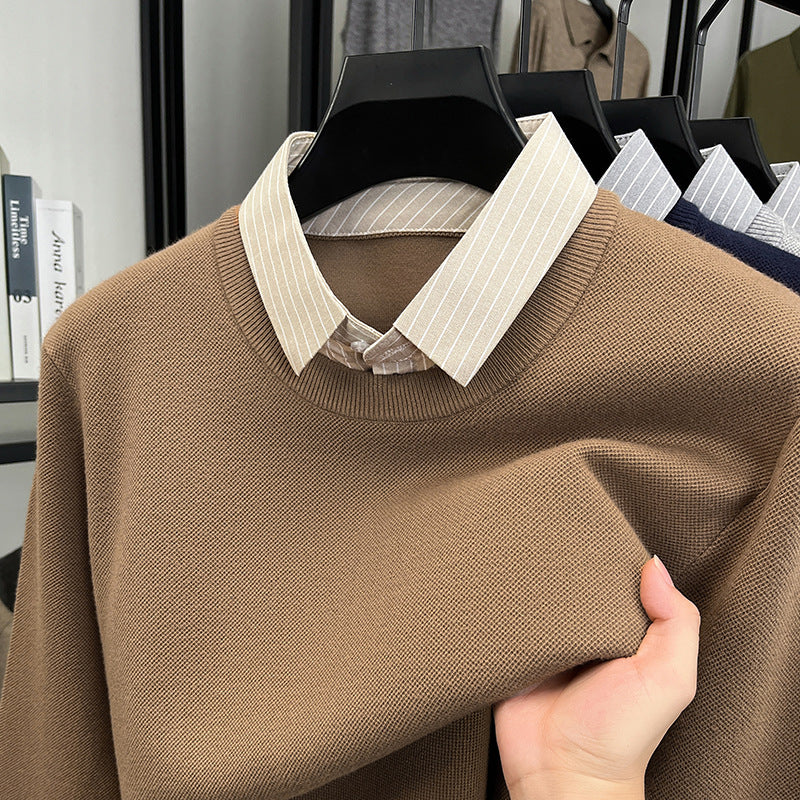 Knit sweater for women with integrated shirt collar Lune London