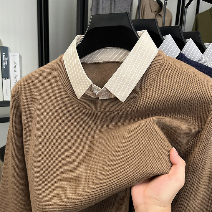 Knit sweater for women with integrated shirt collar Lune London