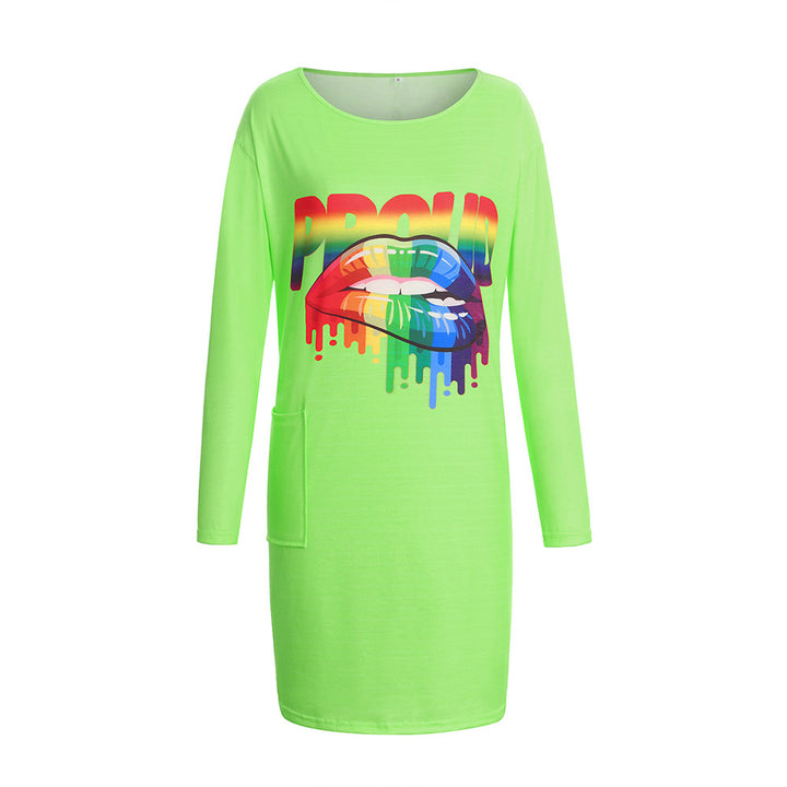 Long sleeve dress for women with a trendy graphic design and practical pockets Lune London
