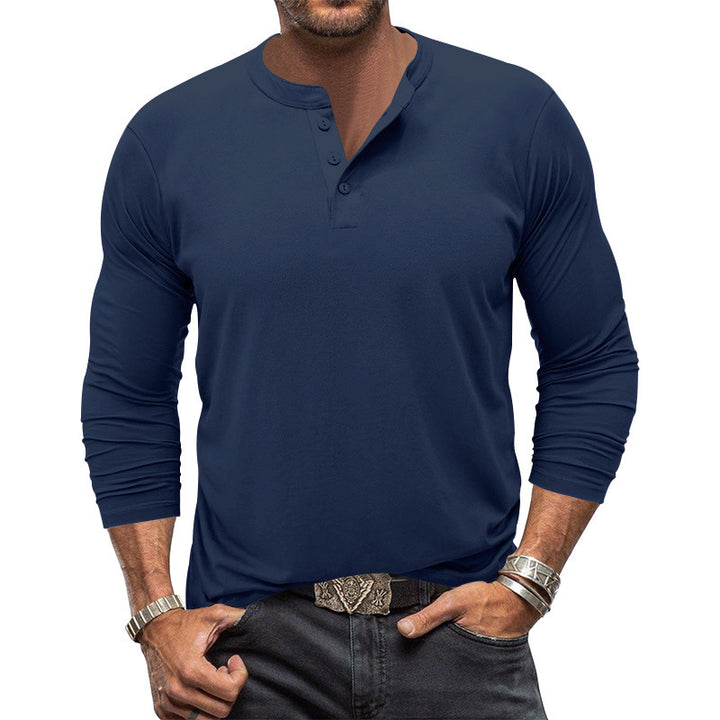 Men's long sleeve Henley shirt with button placket and comfortable fit Lune London