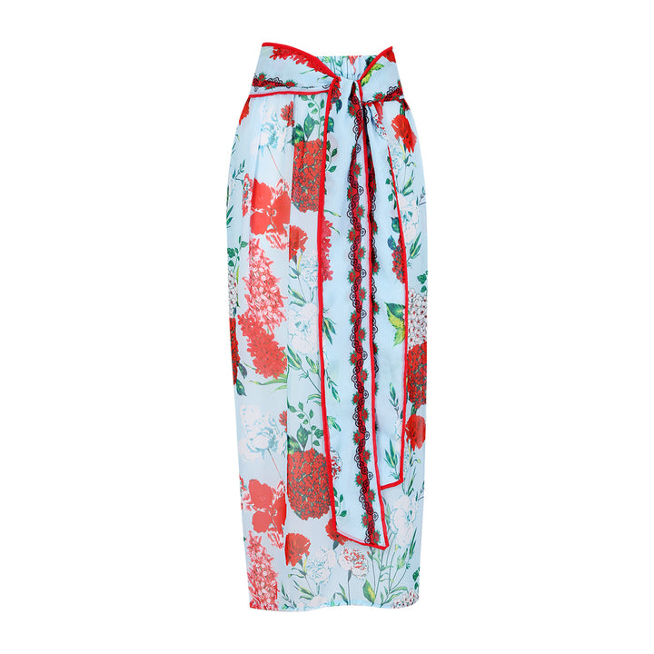 Ladies' swimsuit with voluminous puff sleeves and a matching wrap skirt Lune London