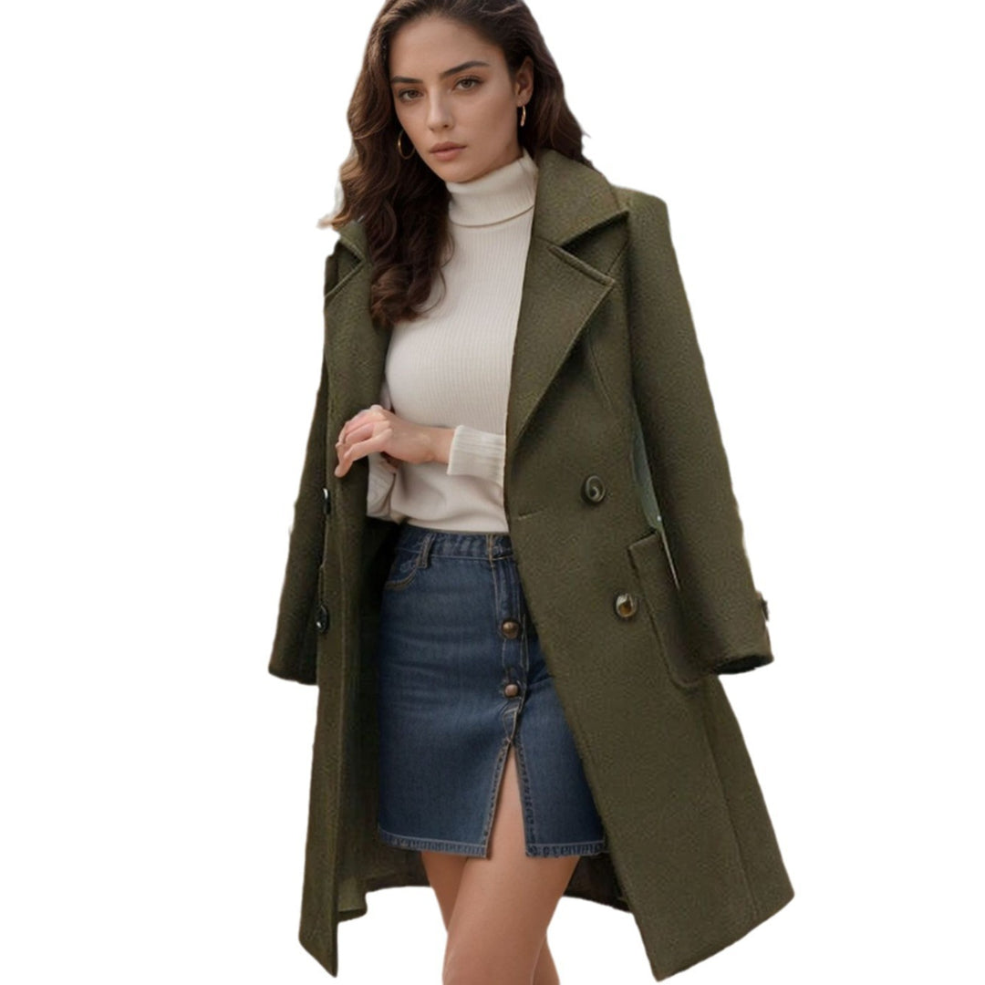 Ladies classic wool coat with double-breasted fastening and spacious pockets Lune London