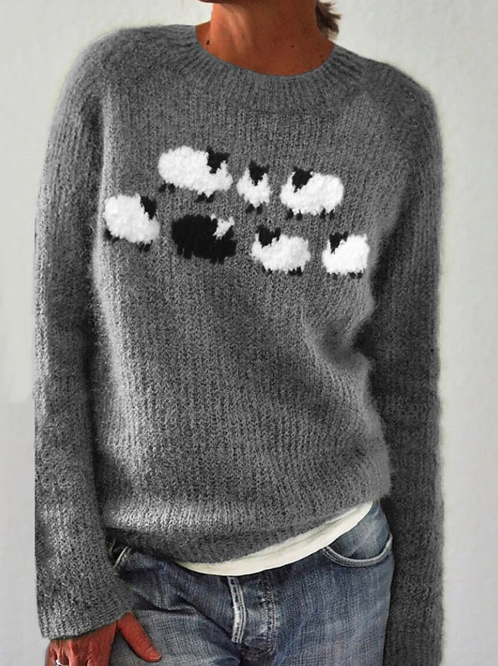 Pull pour femmes avec un design de mouton ludique et un matériau doux Chic & Stil