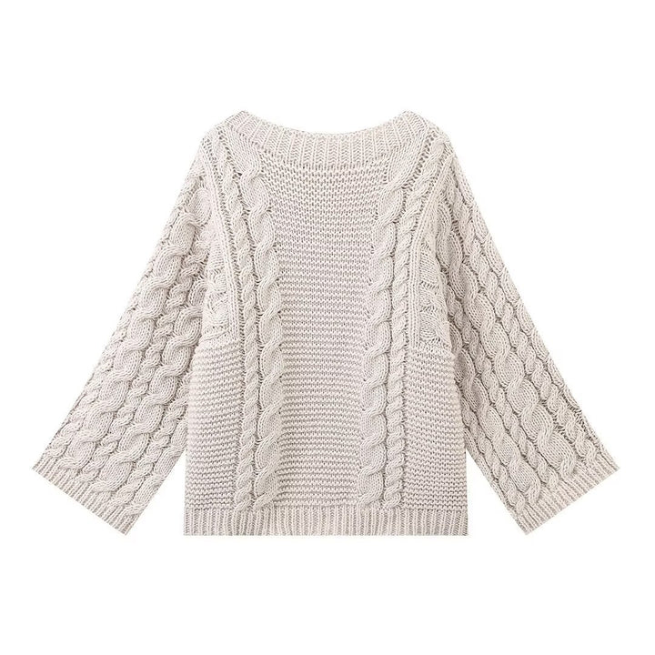 Ladies' knitted sweater with cable pattern and loose fit Lune London