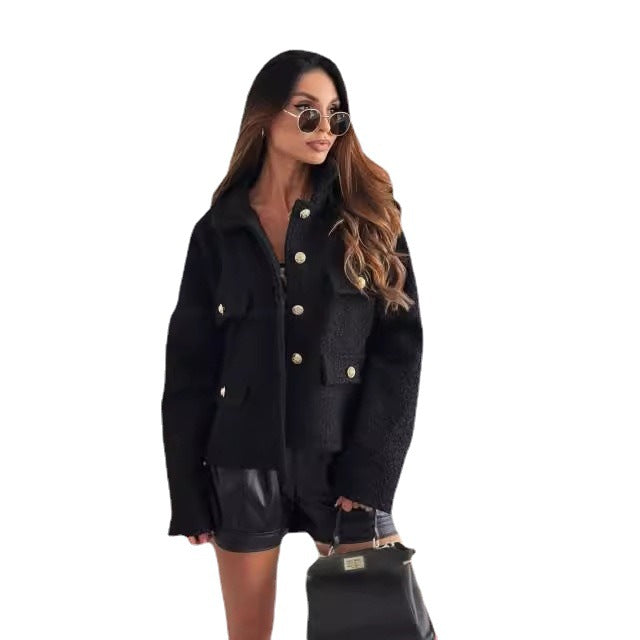 Ladies Viscose jacket fashionable with pockets and button details Lune London