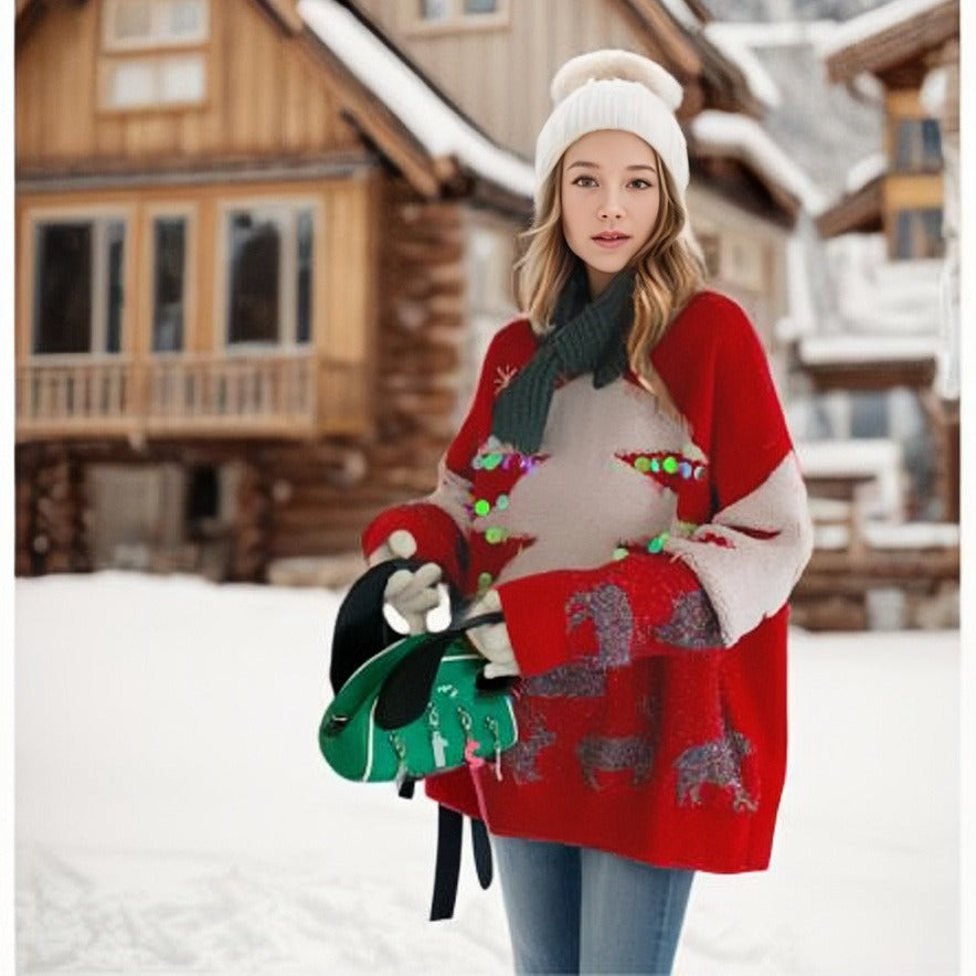 Ladies festive sweater with sparkling applications Lune London