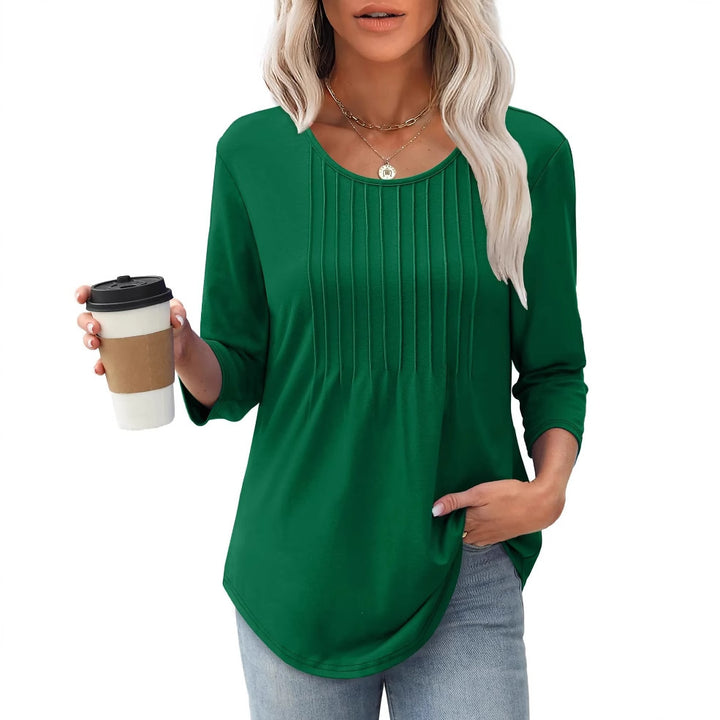 Ladies elegant long sleeve shirt with gathers Lune London