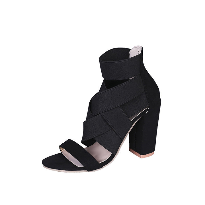 Ladies' sandals with elegant straps and a chic block heel