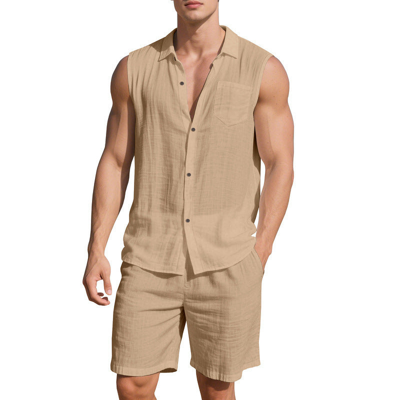 Tenue d'été décontractée pour hommes avec chemise sans manches et shorts Lune London