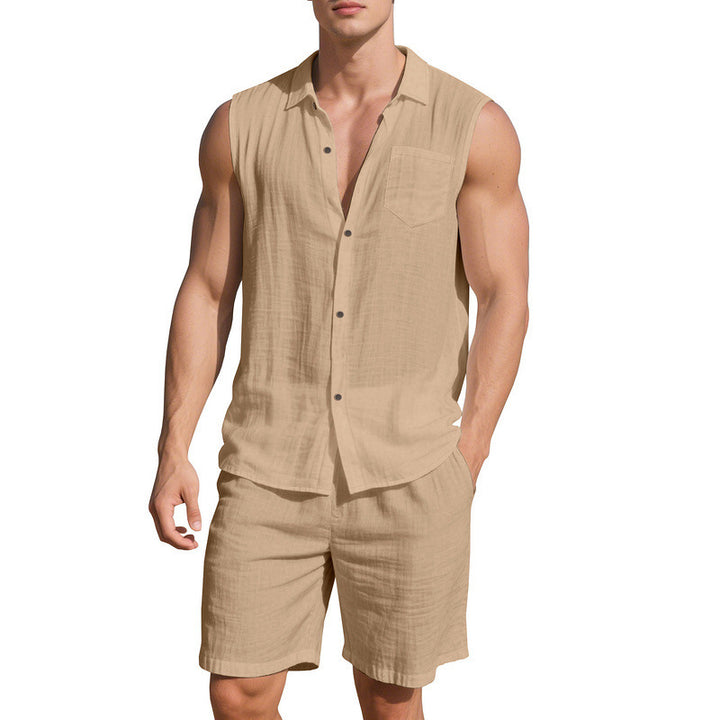 Tenue d'été décontractée pour hommes avec chemise sans manches et shorts Lune London