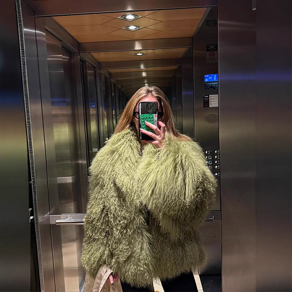 Ladies Trendy Faux Fur Coat Lune London