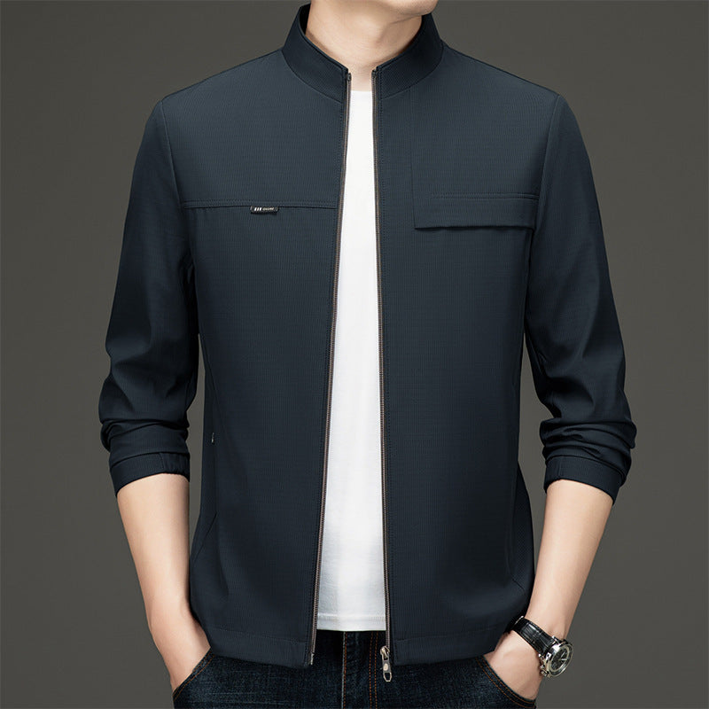 Elegant and sporty transition jacket for men with high collar Lune London