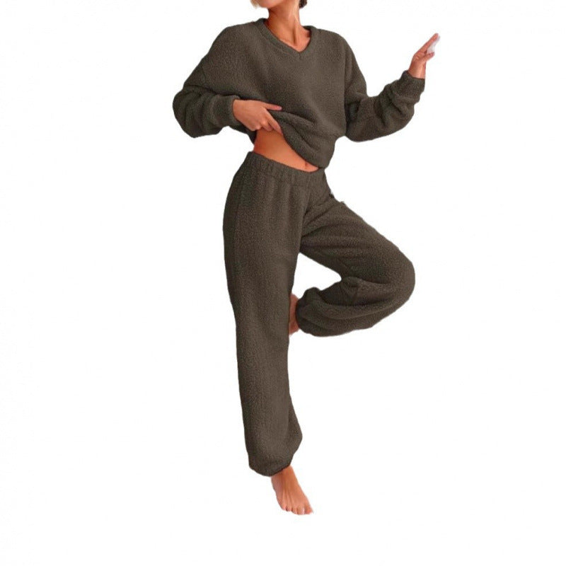 Ladies Cozy Fleece Lounge Set with Elastic Waist Lune London