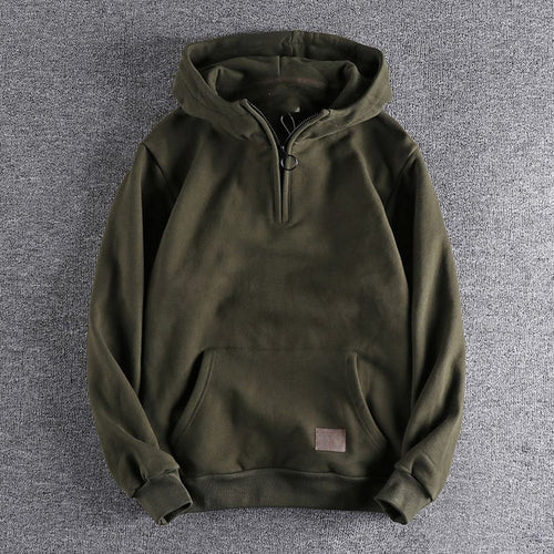 Men's hoodie with short zipper and practical kangaroo pocket Lune London
