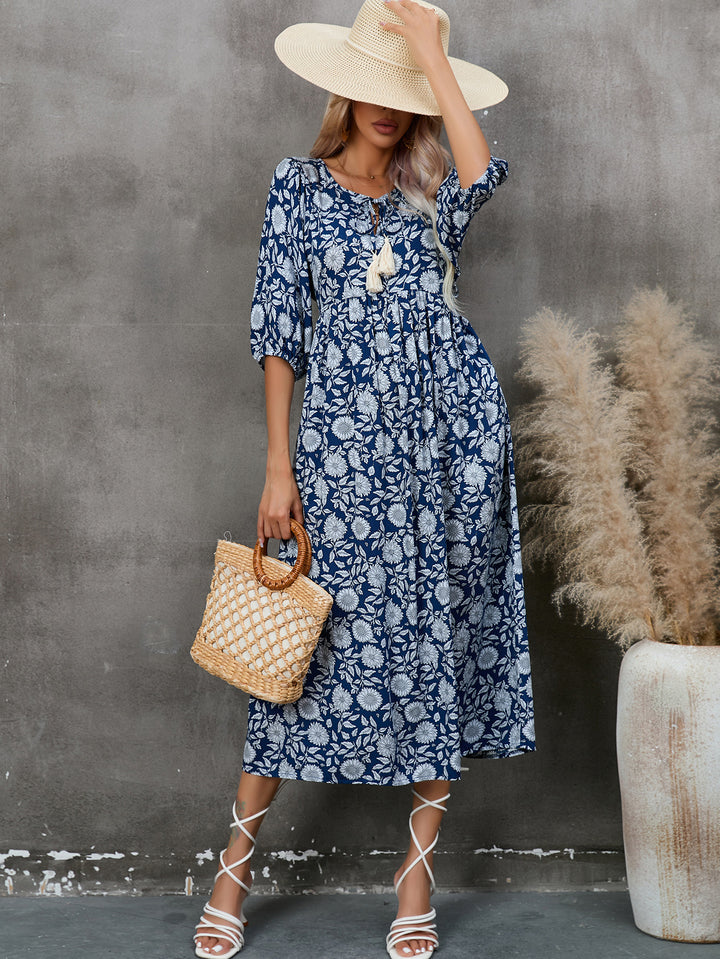 Lune London bohemian floral midi dress for women