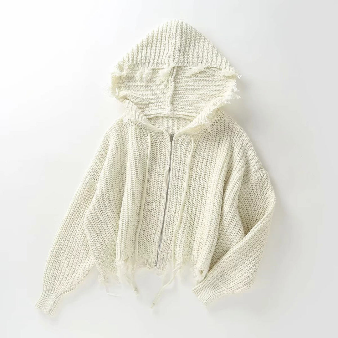 Lady oversized hoodie with oversized hood and fringes Lune London