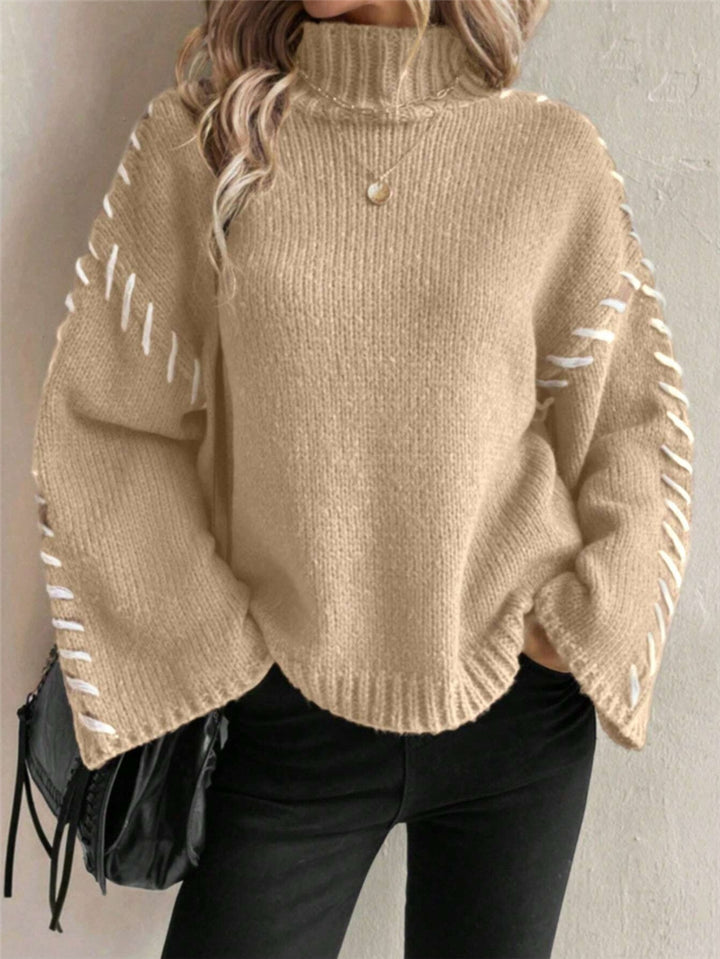 Knit sweater for women with wide sleeves and a high collar Lune London