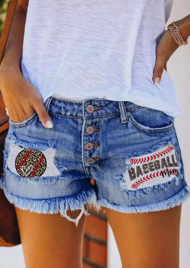 Women's denim shorts with a vintage style and flag pattern appliqués Chic & Stil