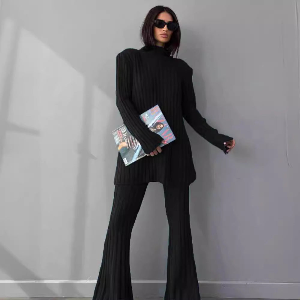 Women Elegant Knitted Set with Rib Structure Lune London