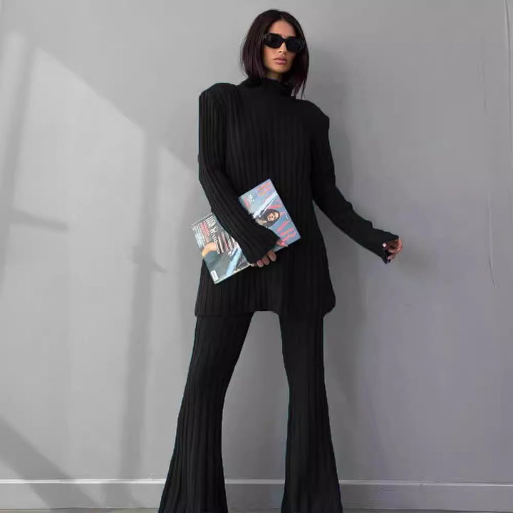 Women Elegant Knitted Set with Rib Structure Lune London