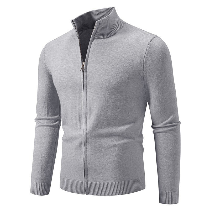 Men's knitted jacket with high collar and convenient zipper Lune London