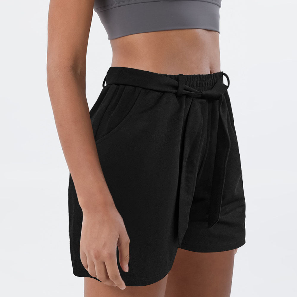 Casual women's pants with elastic waist and side tie belt Lune London