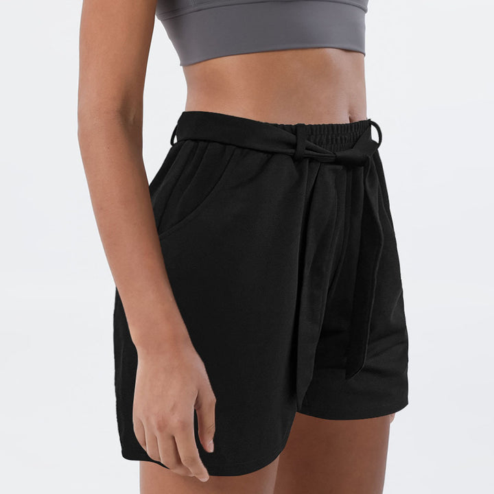 Casual women's pants with elastic waist and side tie belt Lune London