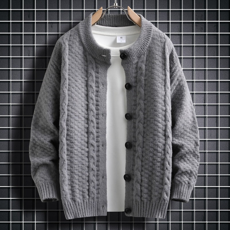 Women knitted cardigan with twisted pattern and buttons down the entire length Lune London