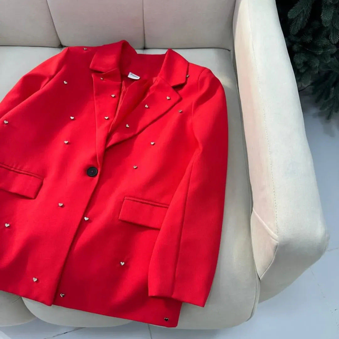 Ladies Elegant Oversized Blazer with Heart-Shaped Applications Lune London