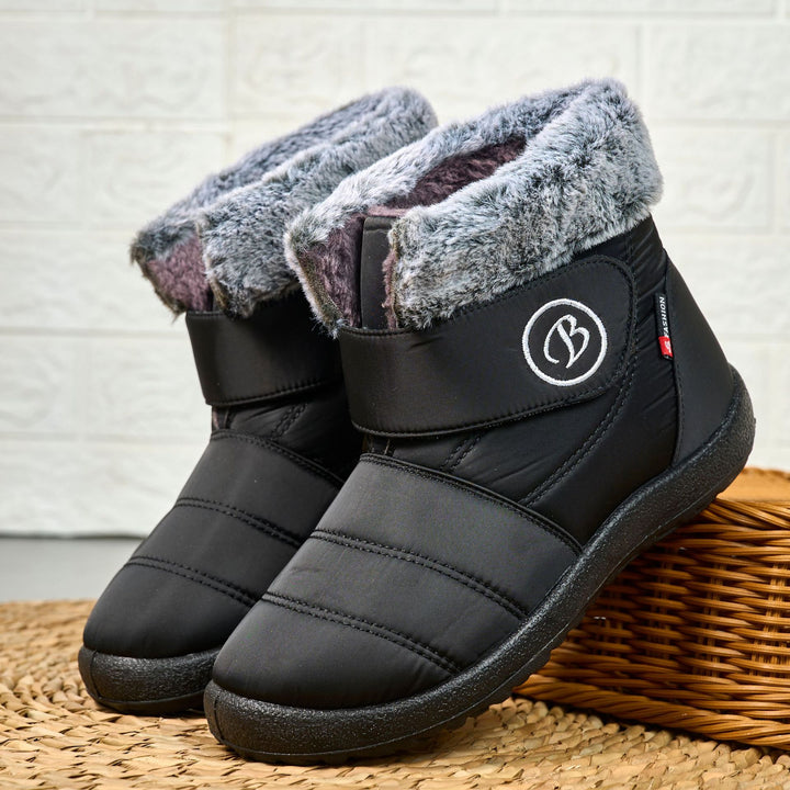 Bottes d'hiver isolées pour femmes avec fermeture velcro pratique et doublure en polaire chaude Lune London