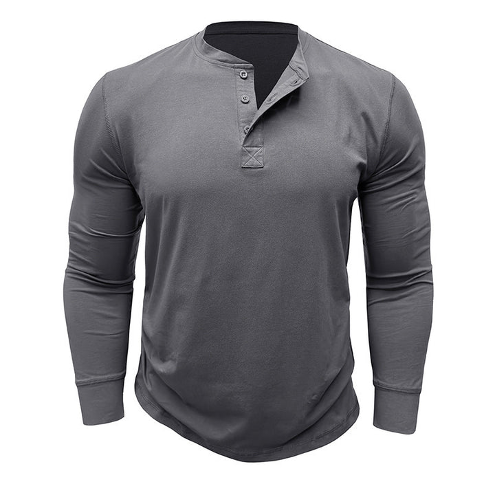 Men's long sleeve Henley shirt with stylish buttons and a high quality cotton blend Lune London