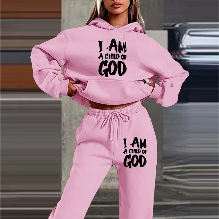 Women's hoodie sweatshirt with urban lettering and comfortable pants Chic & Stil