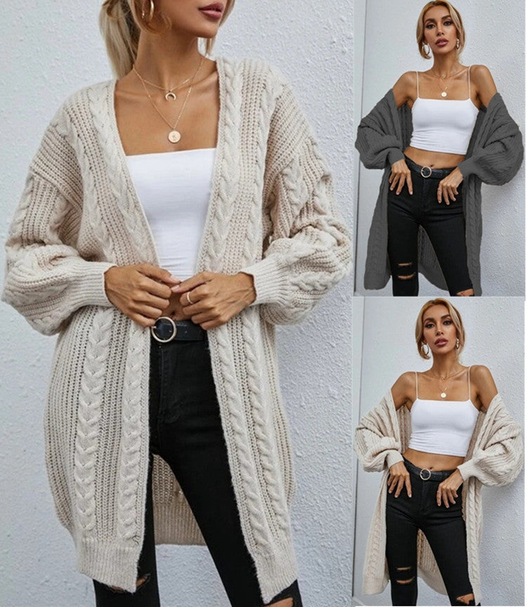 Ladies Chunky-knit-Kimono-Cardigan with premium rib structure Lune London