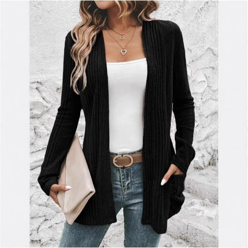 Knit jacket for women with open design and practical pockets Lune London