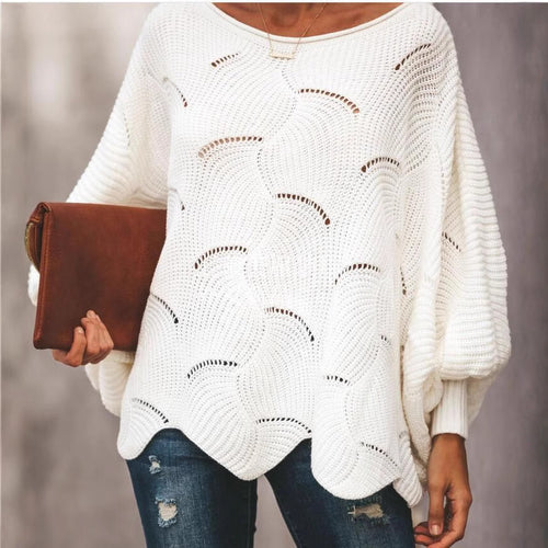 Casual women's sweater with an airy crochet structure and a loose fit Lune Londonl
