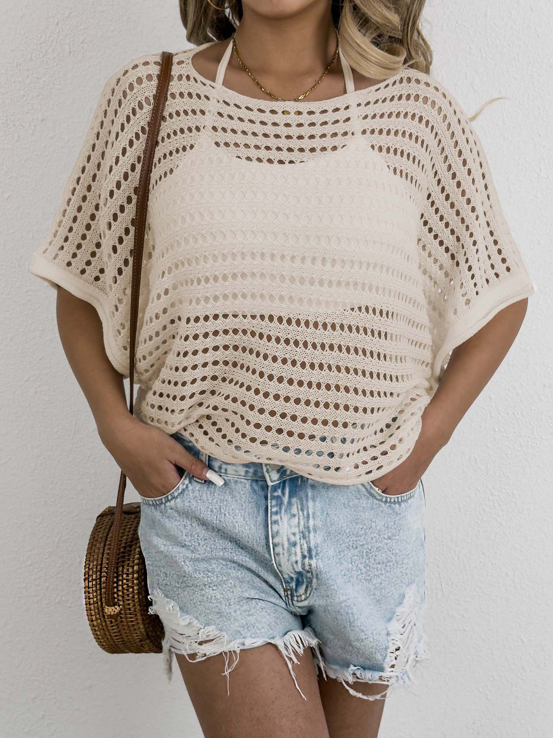 Ladies Open Weaving Crochet Outfit Top Lune London