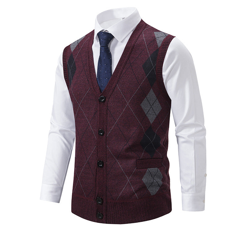 Lune London men's fashion knitted vest with checkered pattern