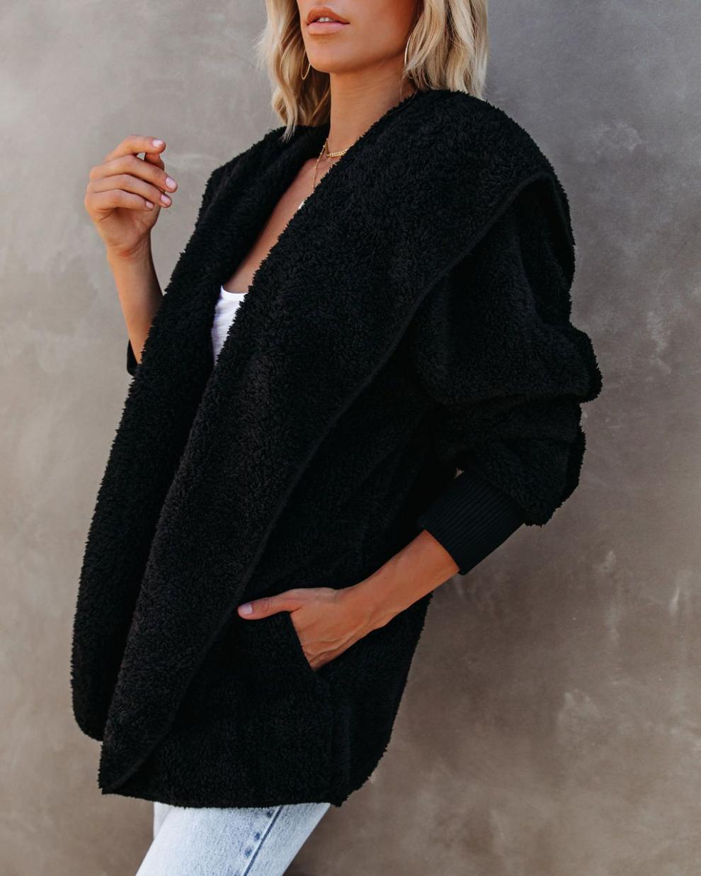 Women Hooded Cozy Jacket in Soft Material Lune London