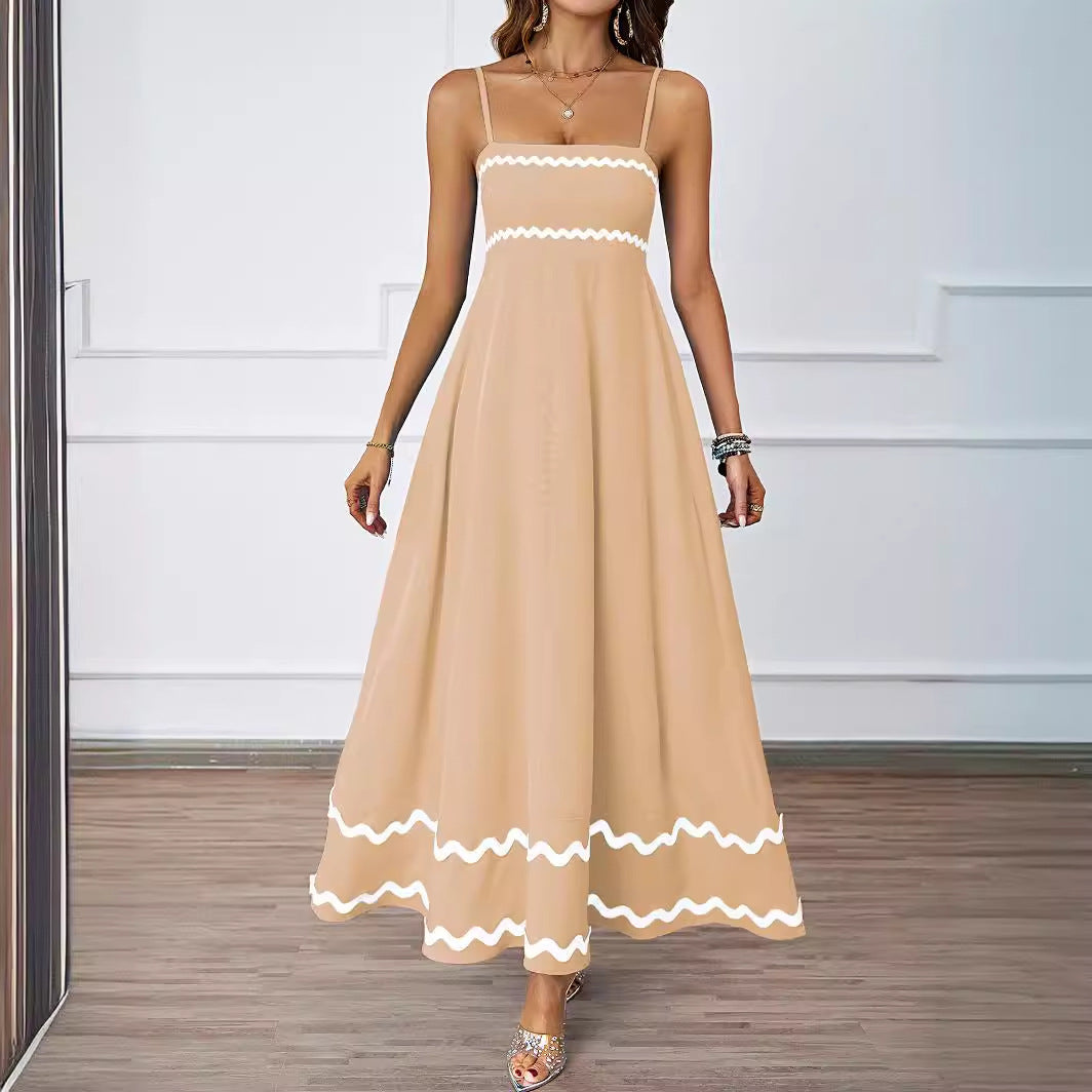 Maxi dress for women with a delicate ruffled hem and thin spaghetti straps Chic & Stil