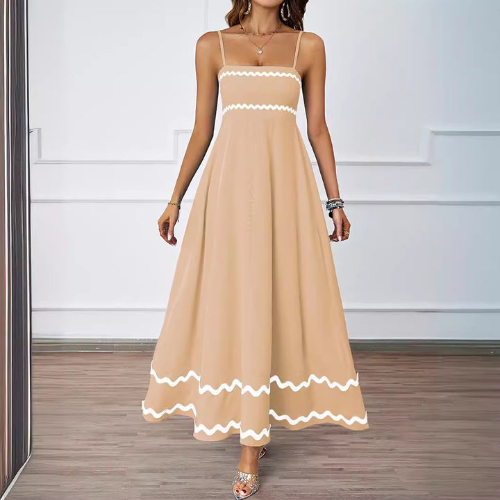 Maxi dress for women with a delicate ruffled hem and thin spaghetti straps Chic & Stil