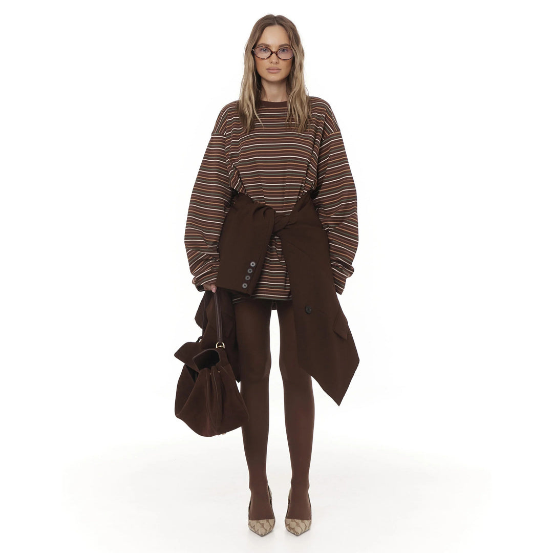 Ladies oversized trendy sweater with chic striped design