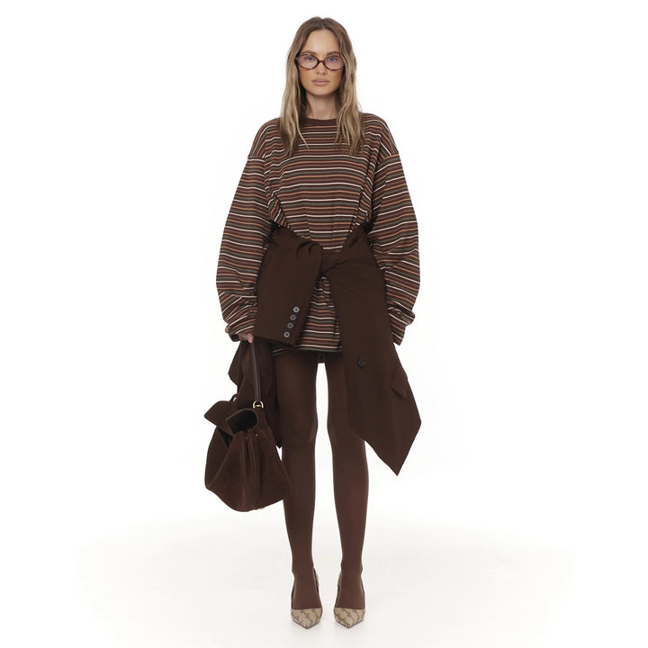 Ladies oversized trendy sweater with chic striped design