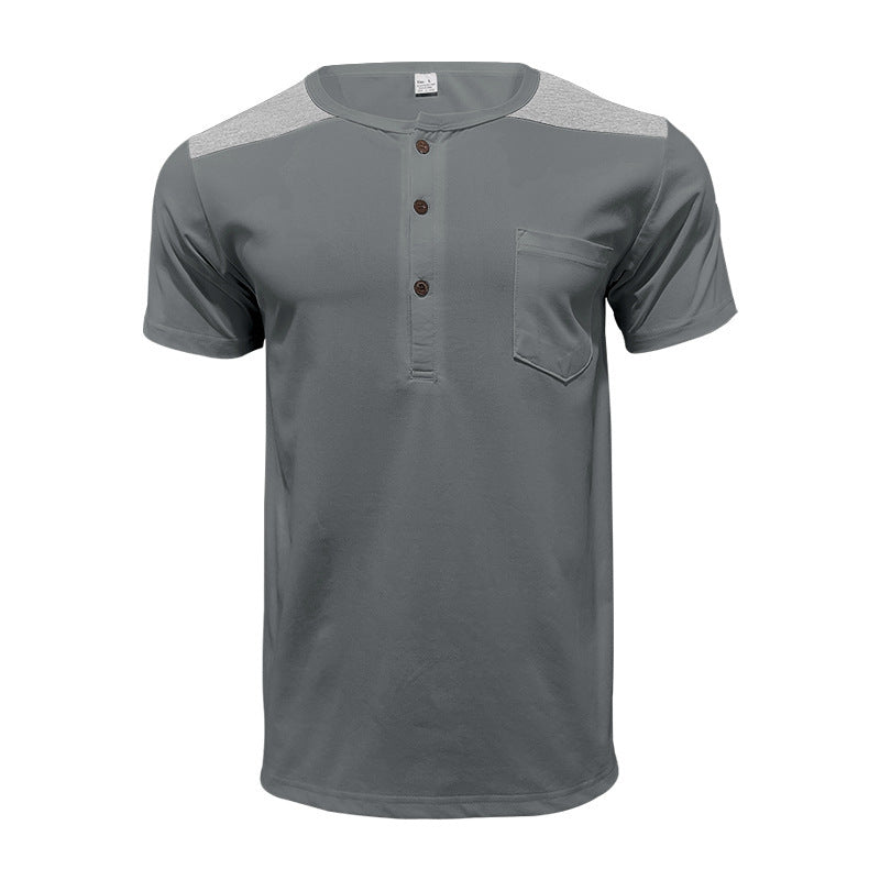 Men's short sleeve Henley t-shirt with textured design and practical chest pocket Lune London