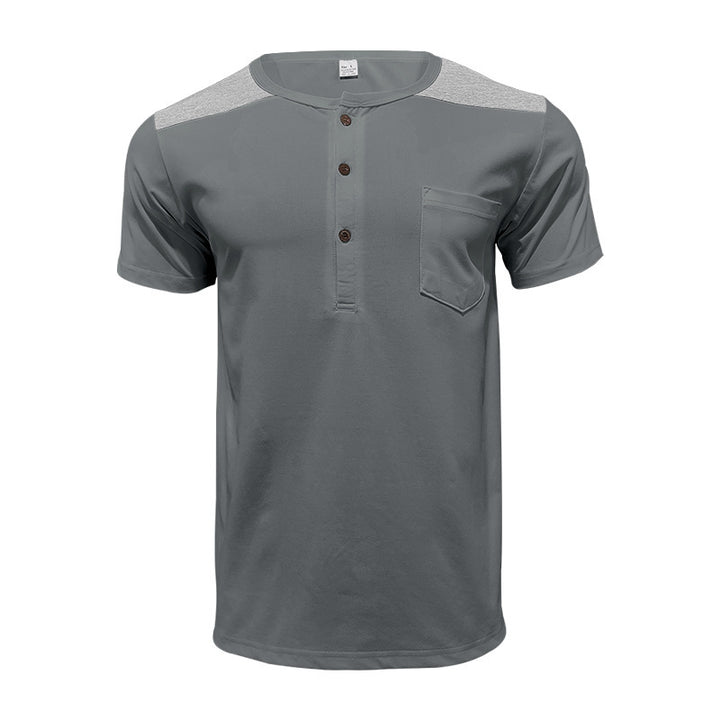 Men's short sleeve Henley t-shirt with textured design and practical chest pocket Lune London