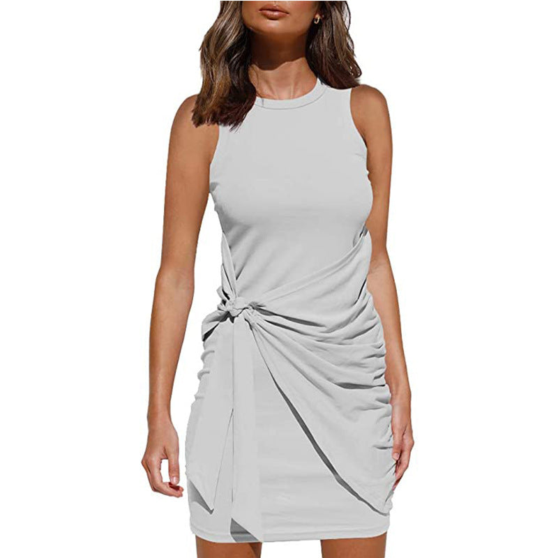 Chic and Stylish Draped Twisted Sleeveless Mini Dress