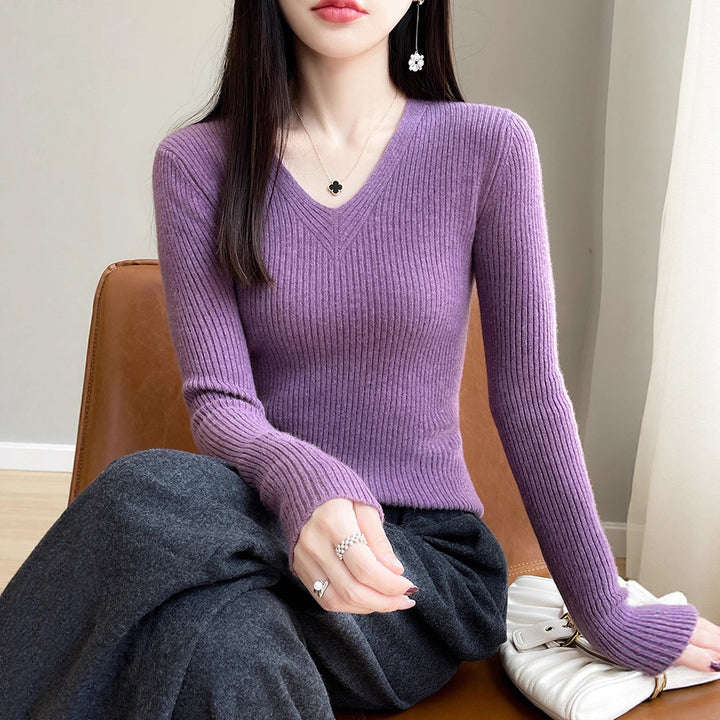 Lune London Women's Viscose Sweater with Ribbed Structure