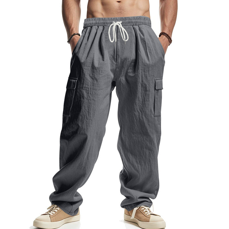 Casual cargo pants for men with practical side pockets and adjustable drawstring Lune London
