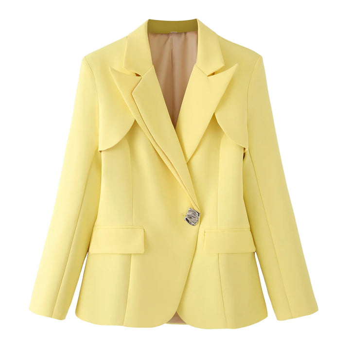 Elegant blazer jacket for women with textured collar and shiny details Lune London