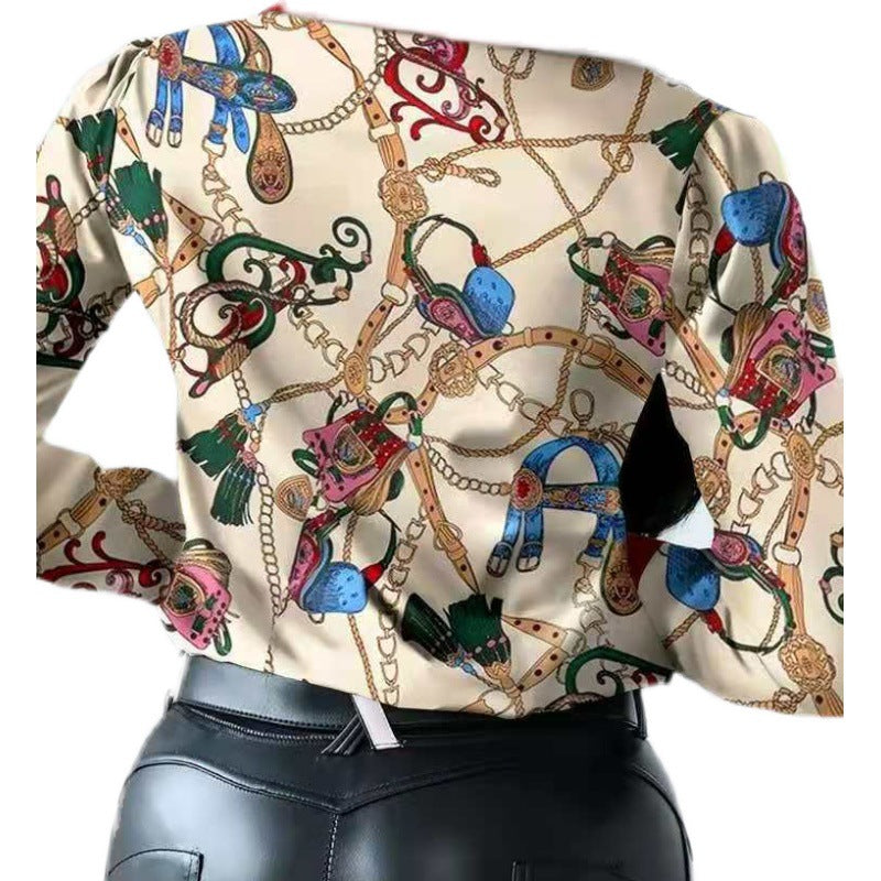 Women Buttoned Blouse Artistic Print Lune London