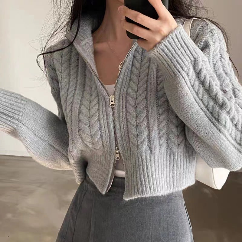 Ladies cardigan with high-quality zipper Lune London